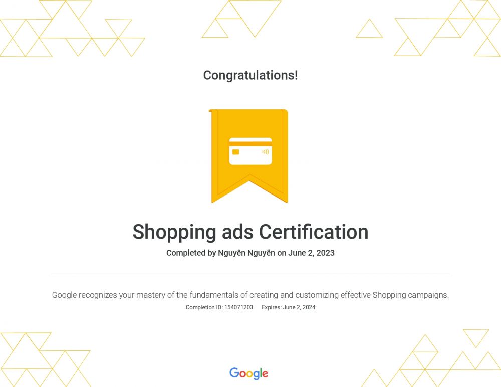 Shopping ads Certification - Đáp án thi chứng nhận quảng cáo mua sắm Google Ads